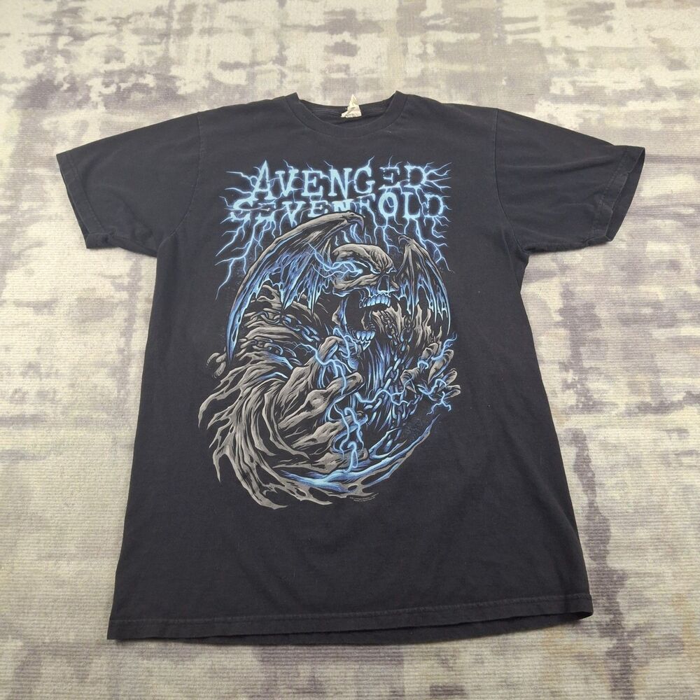 Avenged Sevenfold 2012 Asian Tour T Shirt Mens L Deathbat Lightning Power Tour